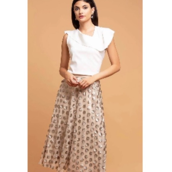Anthropology Eva Franco Payette Skirt Gold Dot on Champagne Size 8 - Picture 9 of 9